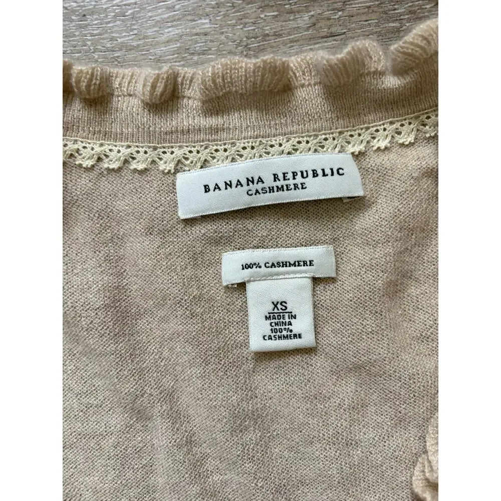 Banana Republic 100% Cashmere Ruffle-Front Cardigan